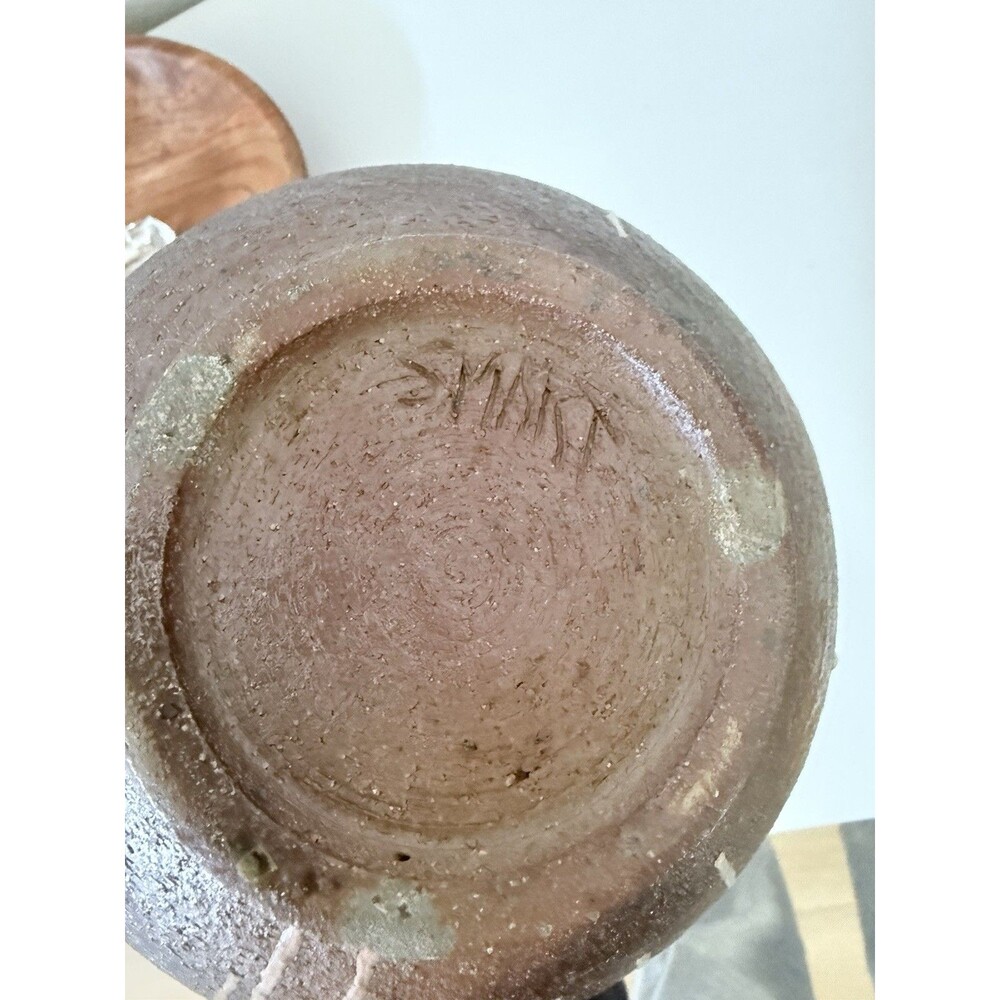 Vintage Signed SMART Studio Pottery Vase Heavy Stoneware Iridescent Oil Spot - Picture 3 of 8